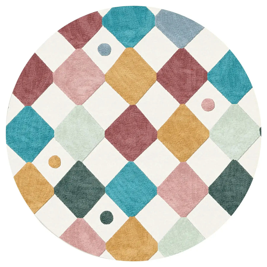 Colorful Diamond Checker Rug - Jinchan Home