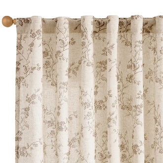 Vine Blossom Linen Blend Curtains - Jinchan Home