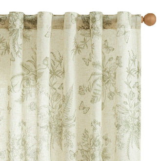Butterfly Blossom Print Linen-Blend 3-in-1 Curtains - Jinchan Home