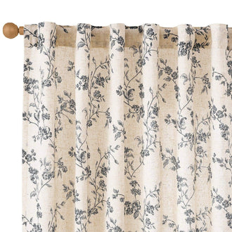 Vine Blossom Linen Blend Curtains - Jinchan Home