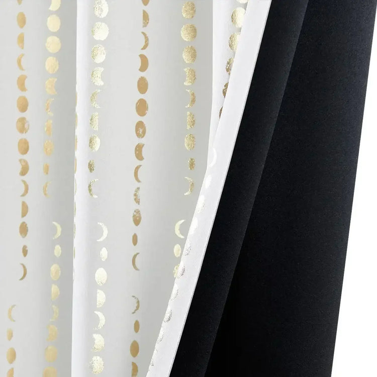 Boho Moon Phase Print Blackout Curtains - Jinchan Home