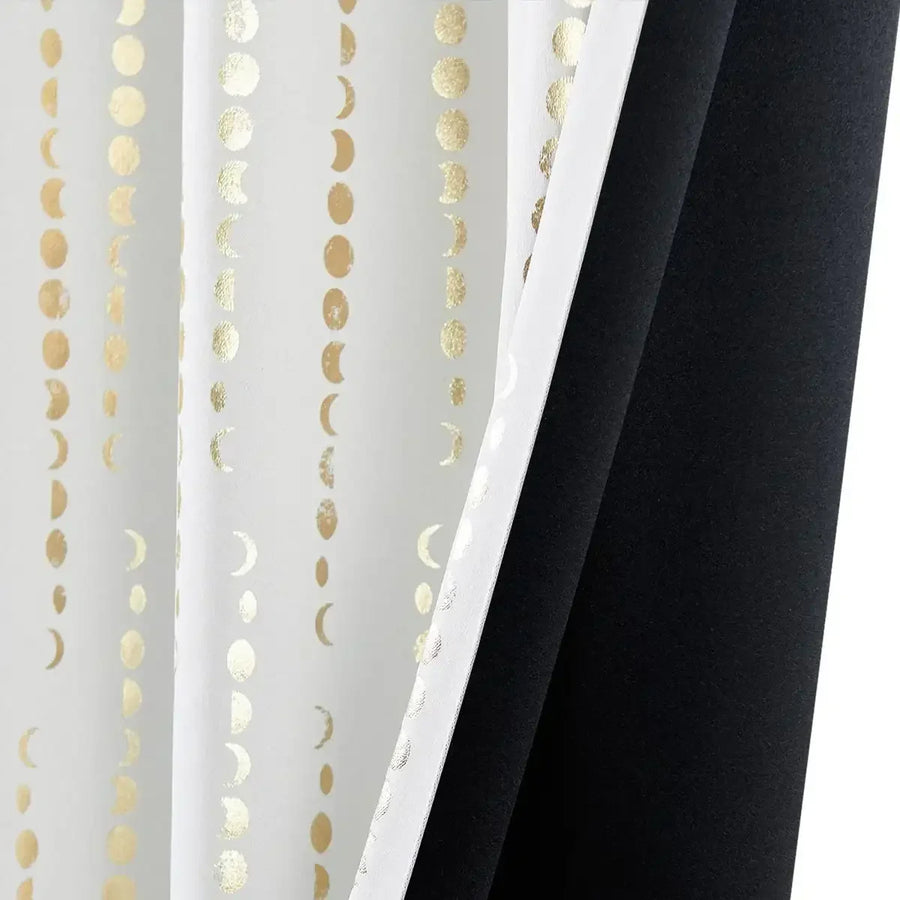 Boho Moon Phase Print Blackout Curtains - Jinchan Home