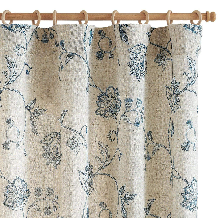 Poly-Linen Cross-Textured Iris Printed Curtains - Jinchan Home