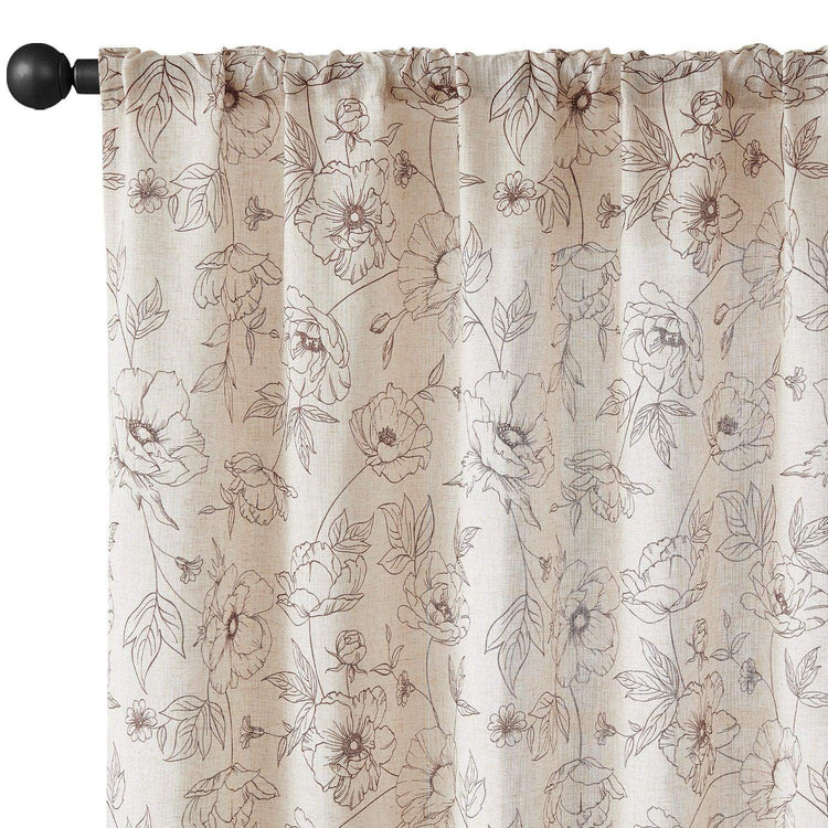 Floral Linen Curtains - Jinchan Home