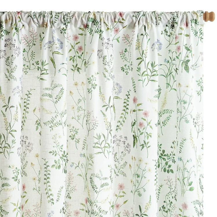 Wildflower Watercolor Linen Curtains - Jinchan Home