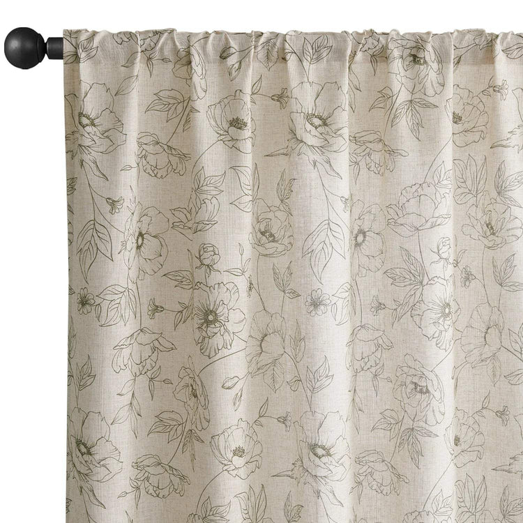 Floral Linen Curtains - Jinchan Home