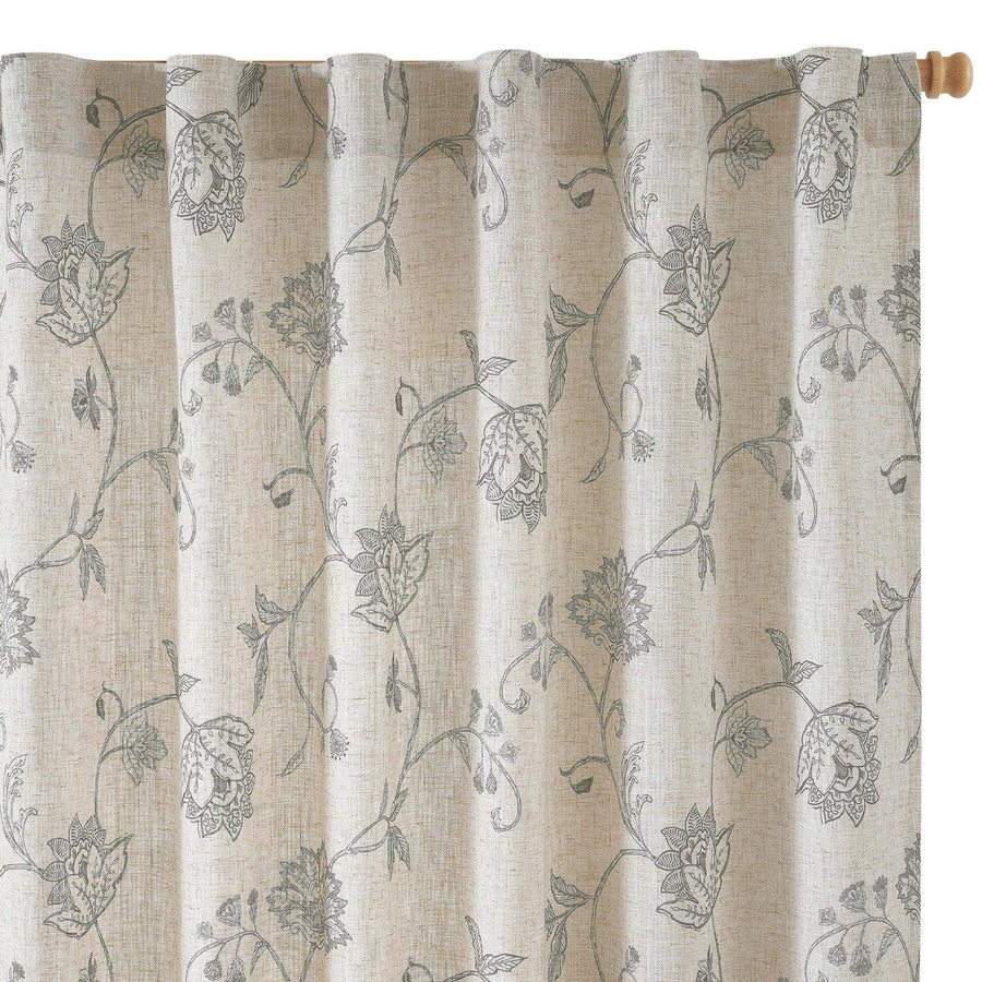 Poly-Linen Cross-Textured Iris Printed Curtains - Jinchan Home