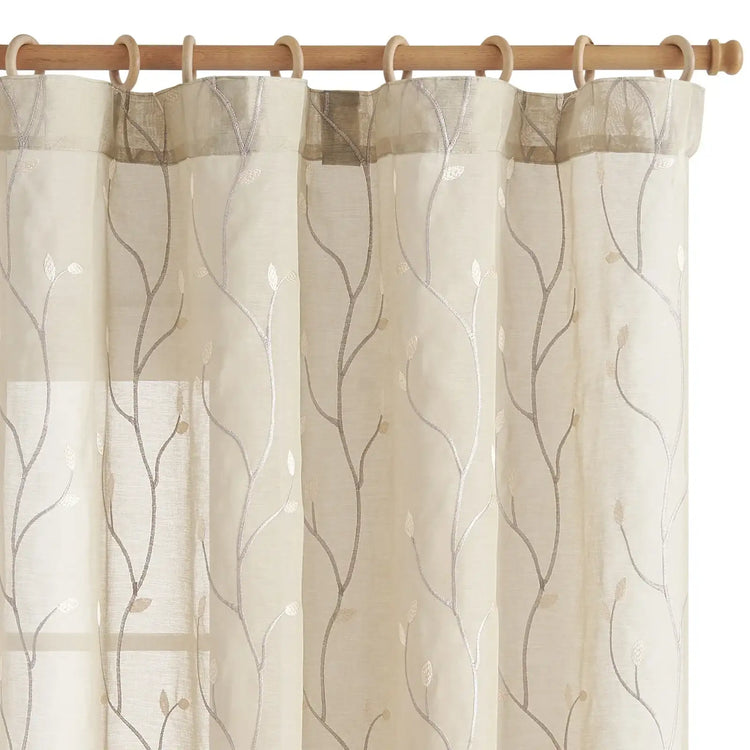 Leaf Embroidered Semi Sheers Curtains - Jinchan Home
