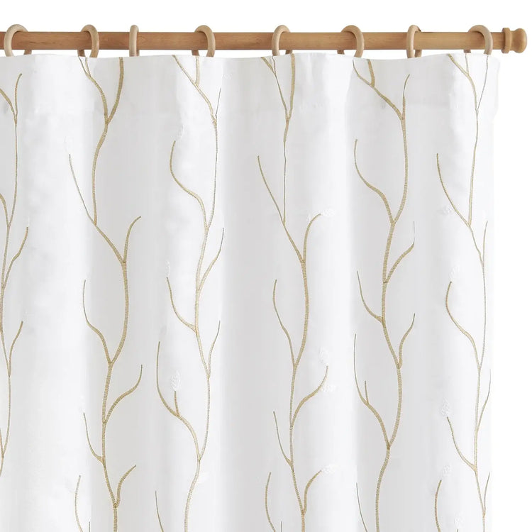 Vine Leaf Embroidered Lined Curtains - Jinchan Home