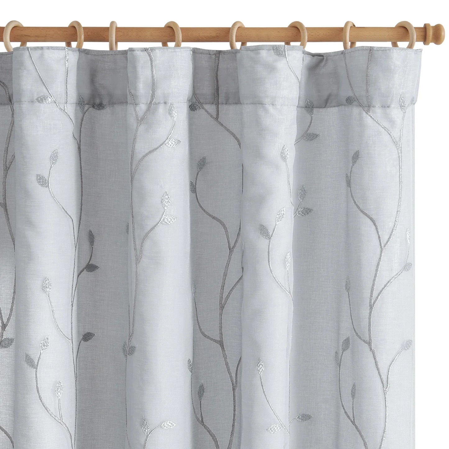 Vine Leaf Embroidered Lined Curtains - Jinchan Home