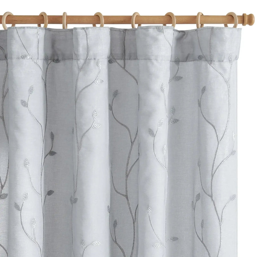 Vine Leaf Embroidered Lined Curtains - Jinchan Home