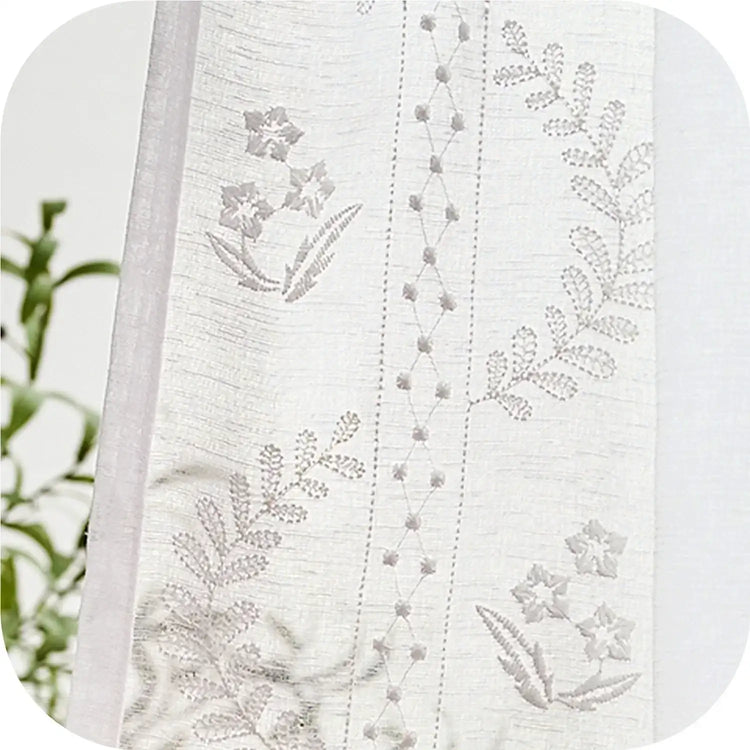 Embroidered Floral Sheer Curtains - Jinchan Home
