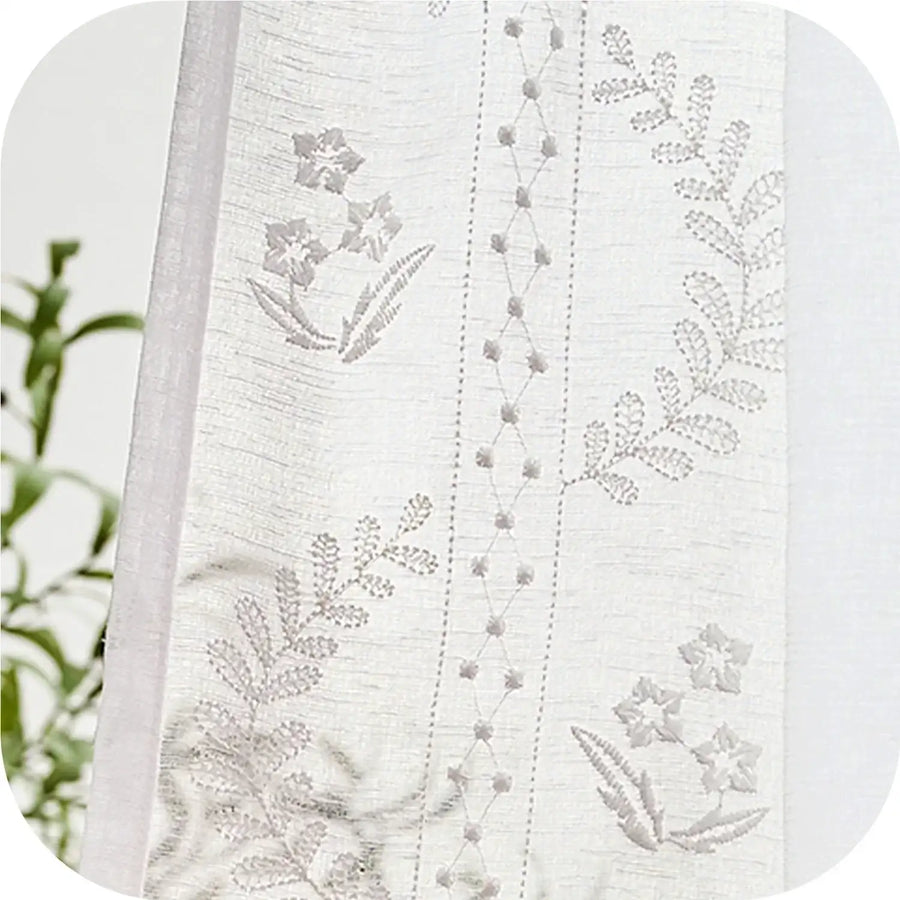 Embroidered Floral Sheer Curtains - Jinchan Home