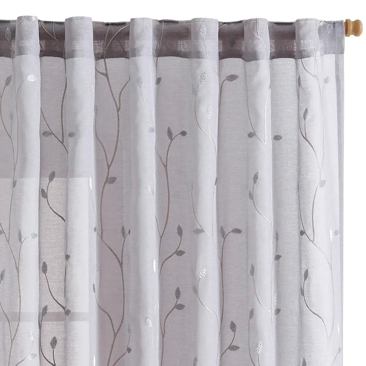 Leaf Embroidered Semi Sheers Curtains - Jinchan Home