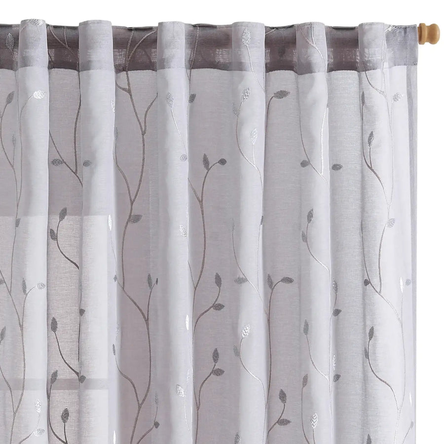 Leaf Embroidered Semi Sheers Curtains - Jinchan Home