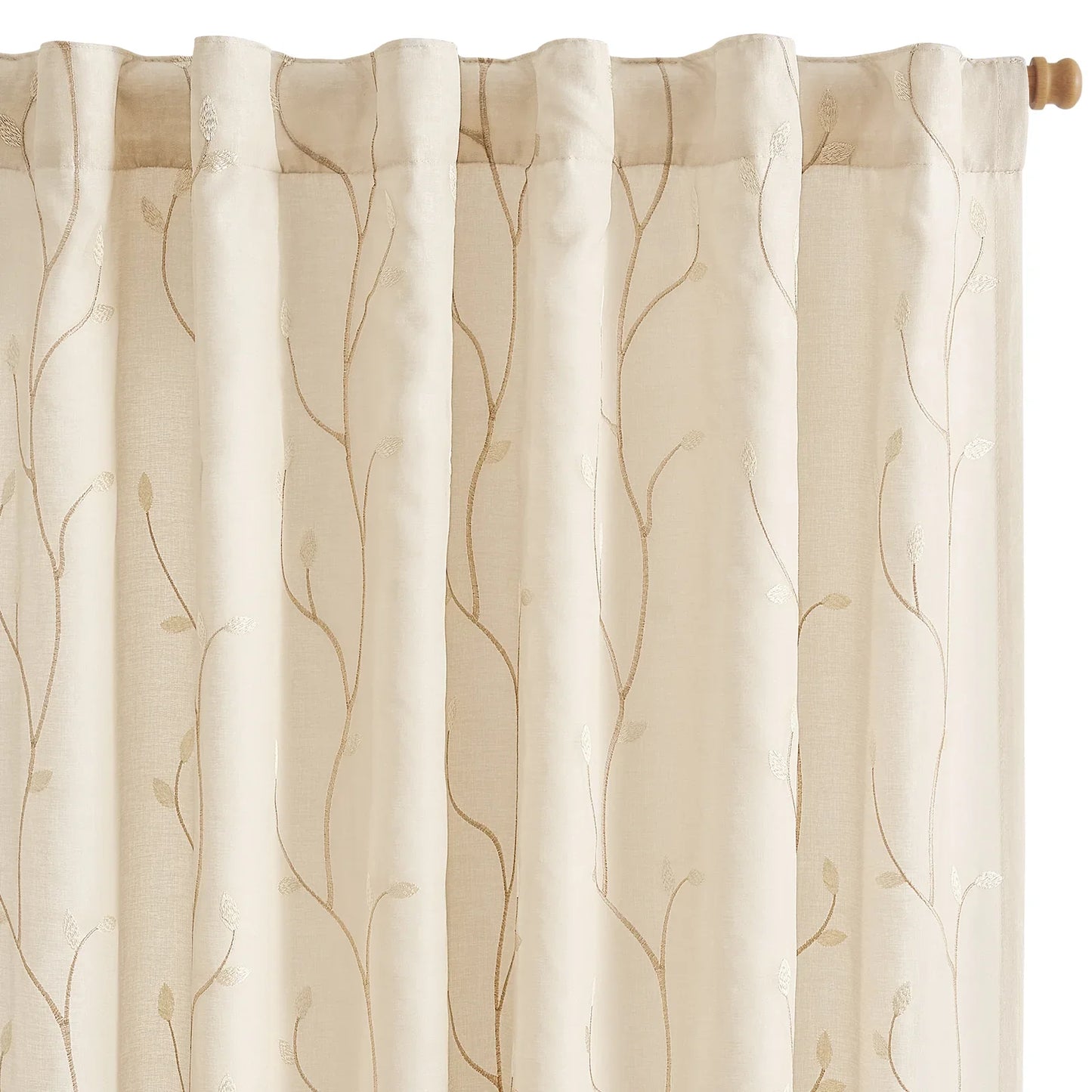 Vine Leaf Embroidered Lined Curtains - Jinchan Home