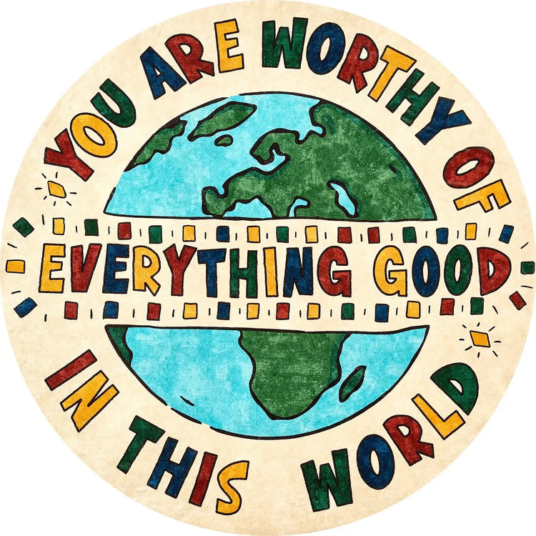 You Are Worthy Global Kids Round Rug - Jinchan Home