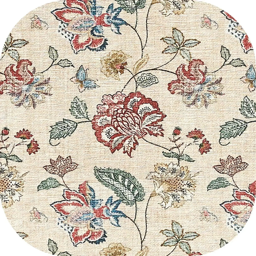 Vintage Floral Butterfly Botanical Area Rug - Jinchan Home