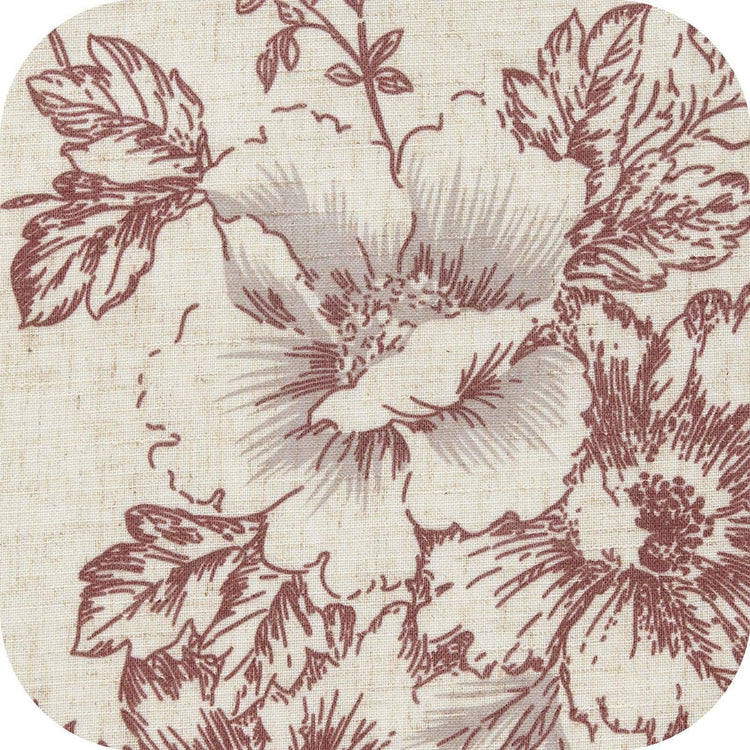Vintage Line-Art Large Floral Rod Pocket Kitchen Curtains - Jinchan Home