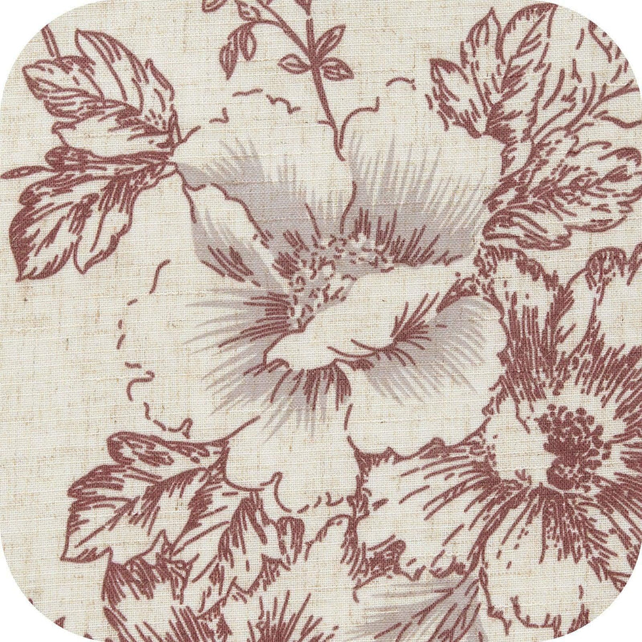 Vintage Line-Art Large Floral Rod Pocket Kitchen Curtains - Jinchan Home