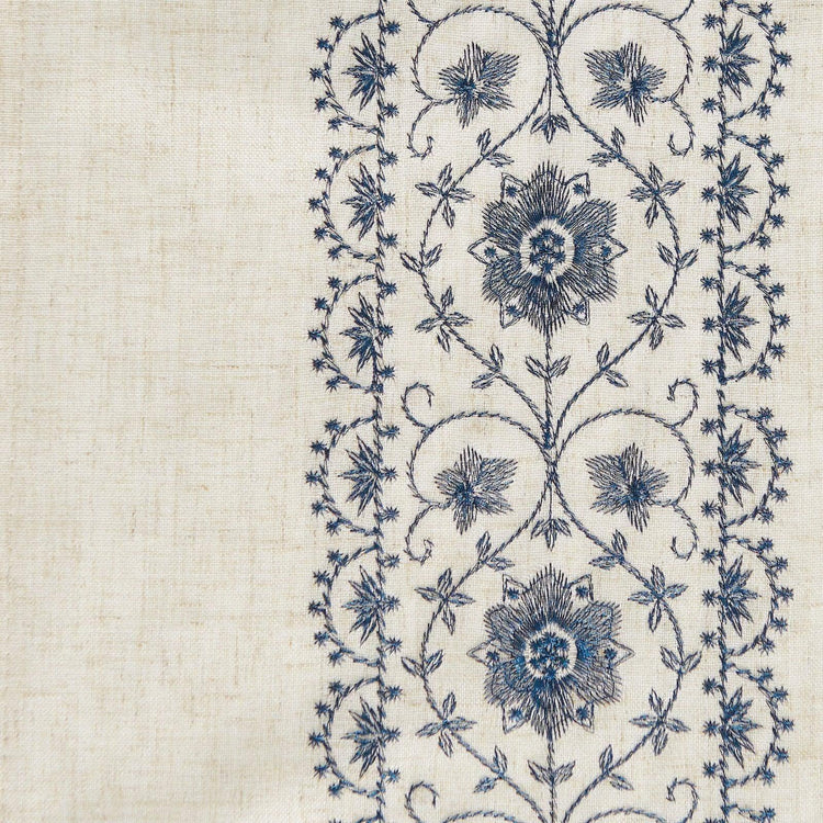 Floral Embroidered Linen Blend Kitchen Curtains - Jinchan Home