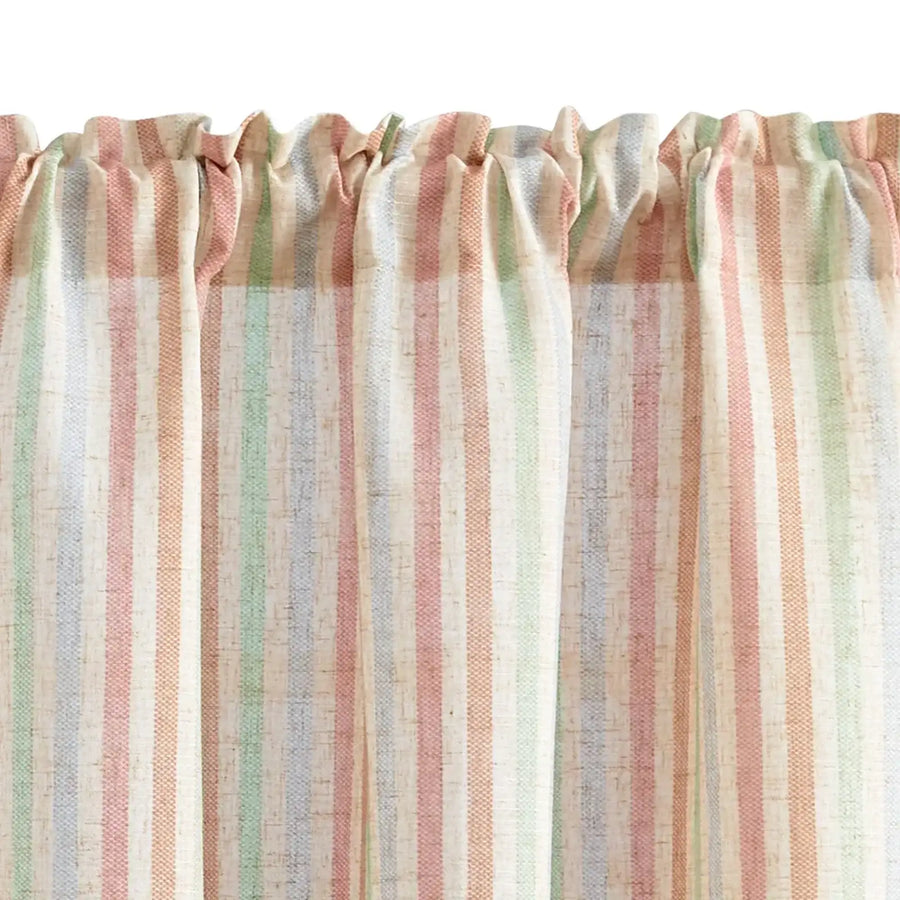 Colorful Striped Linen Wood Ear Edge Kitchen Curtains - Jinchan Home