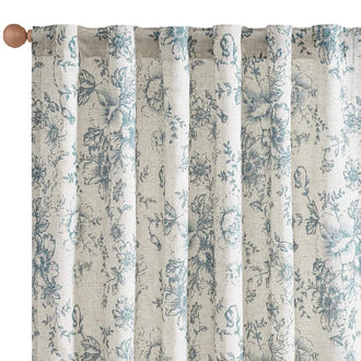 Floral Lined Linen Blend Curtains - Jinchan Home