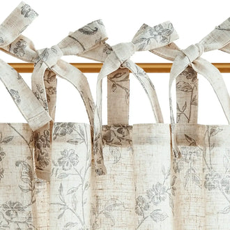 
                    
                      Vintage Vine Floral Sheer Tie-Top Kitchen Curtains - Jinchan Home
                    
                  