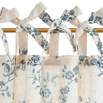 
                    
                      Vintage Vine Floral Sheer Tie-Top Kitchen Curtains - Jinchan Home
                    
                  