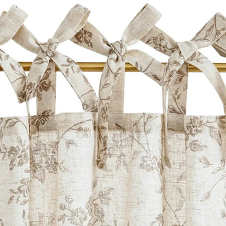 
                    
                      Vintage Vine Floral Sheer Tie-Top Kitchen Curtains - Jinchan Home
                    
                  
