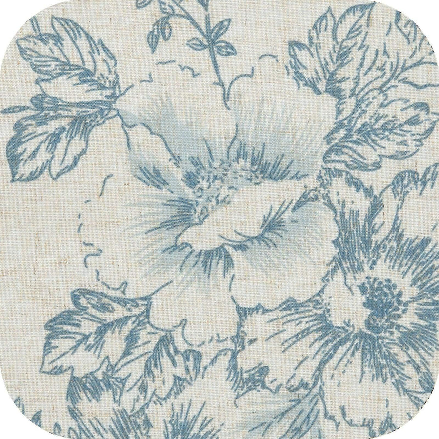 Vintage Line-Art Large Floral Rod Pocket Kitchen Curtains - Jinchan Home