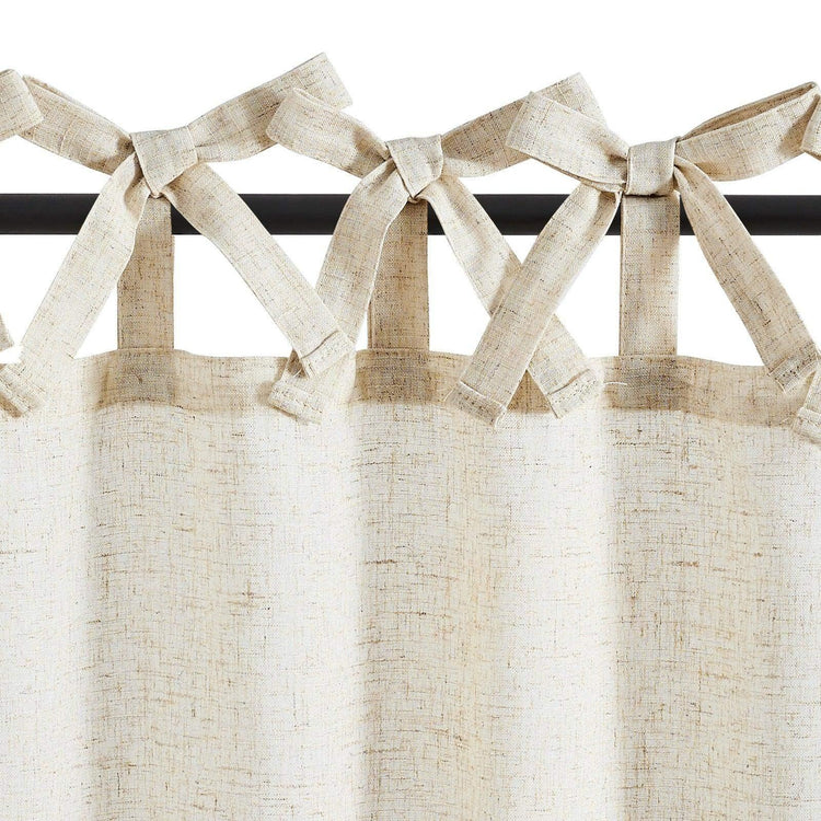 Solid Linen Blend DIY Tie-Top Kitchen Curtains - Jinchan Home