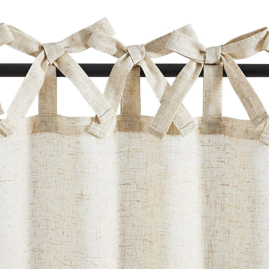 Solid Linen Blend DIY Tie-Top Kitchen Curtains - Jinchan Home
