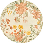 Pastoral Floral Round Area Rug - Jinchan Home