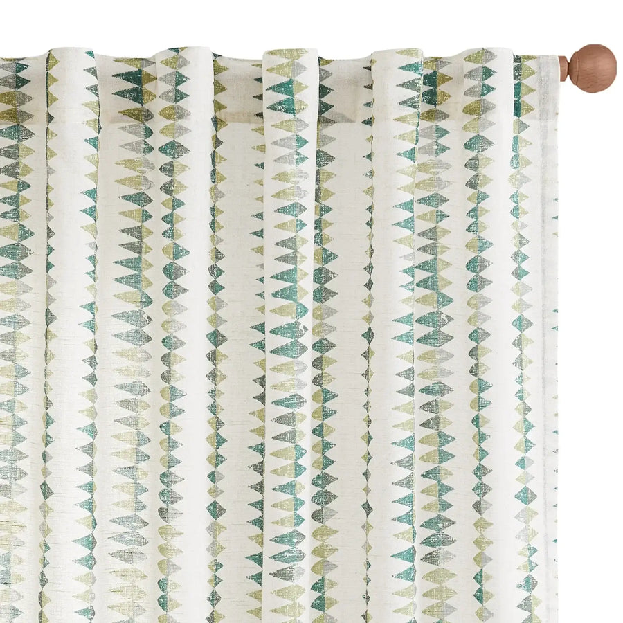 Boho Prism Triangle Stripe Linen Curtains - Jinchan Home