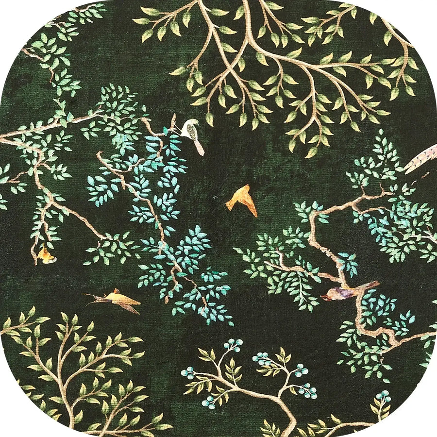 Branches & Birds Botanical Print Area Rug - Jinchan Home