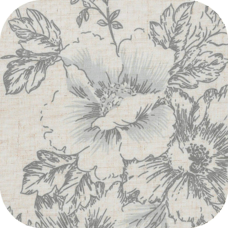 Vintage Line-Art Large Floral Rod Pocket Kitchen Curtains - Jinchan Home