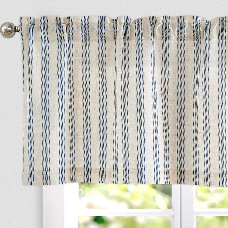 Twill Stripe Poly-Linen Rod-Pocket Valance - Jinchan Home