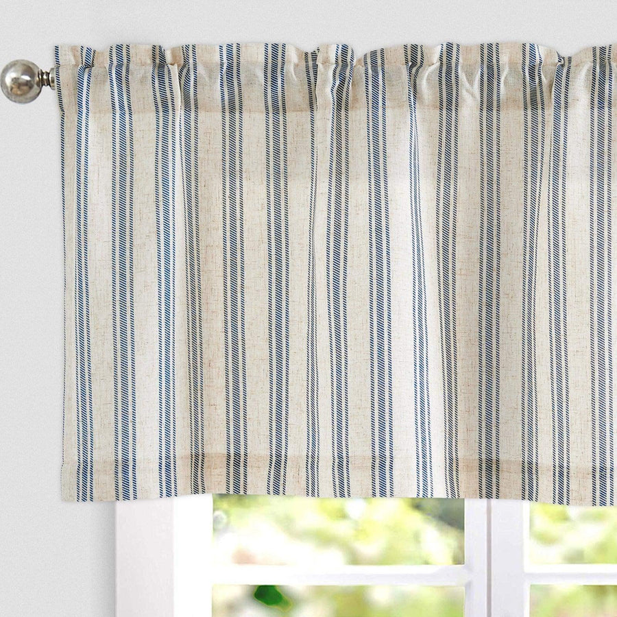 Twill Stripe Poly-Linen Rod-Pocket Valance - Jinchan Home