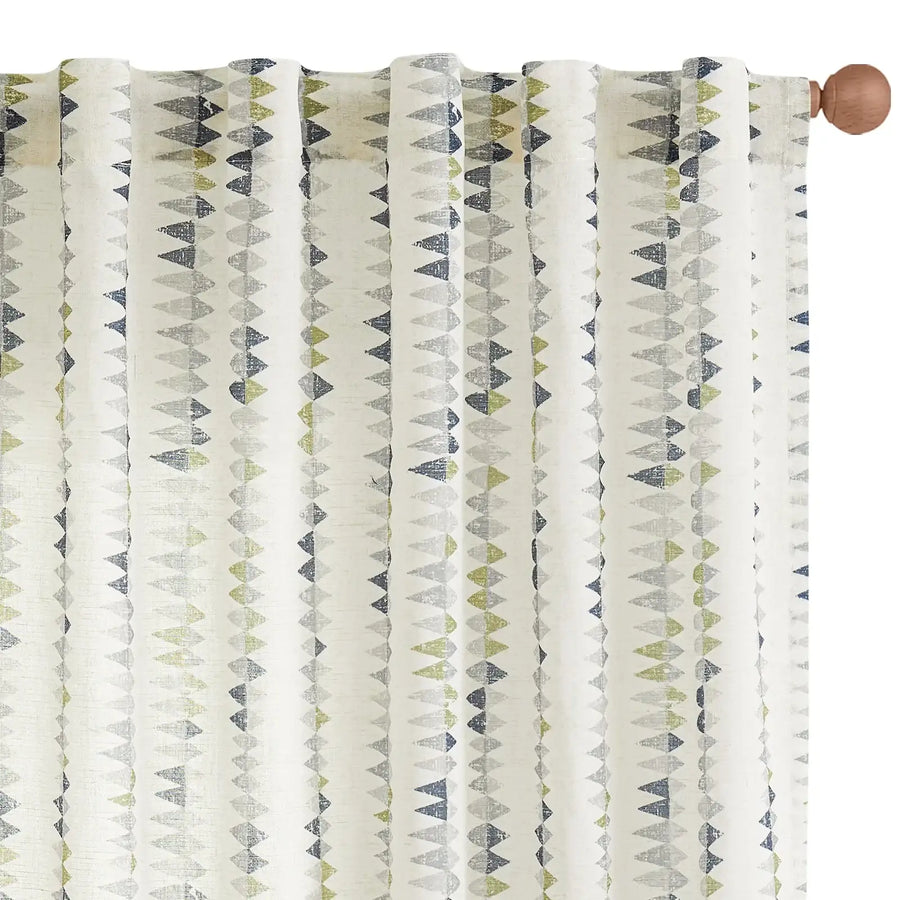 Boho Prism Triangle Stripe Linen Curtains - Jinchan Home