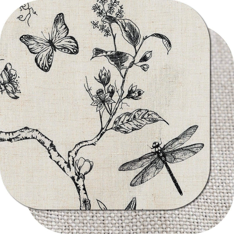 Botanical Butterfly Print Linen Valance - Jinchan Home