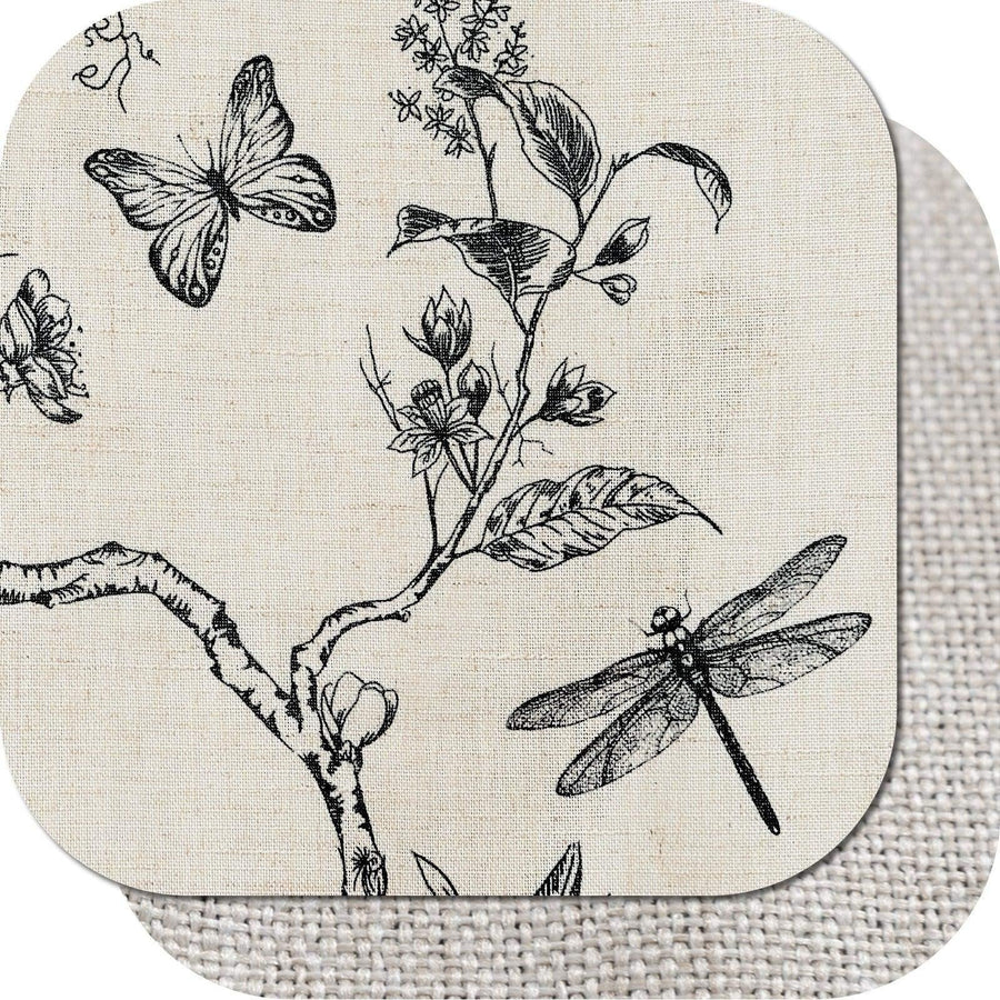 Botanical Butterfly Print Linen Valance - Jinchan Home
