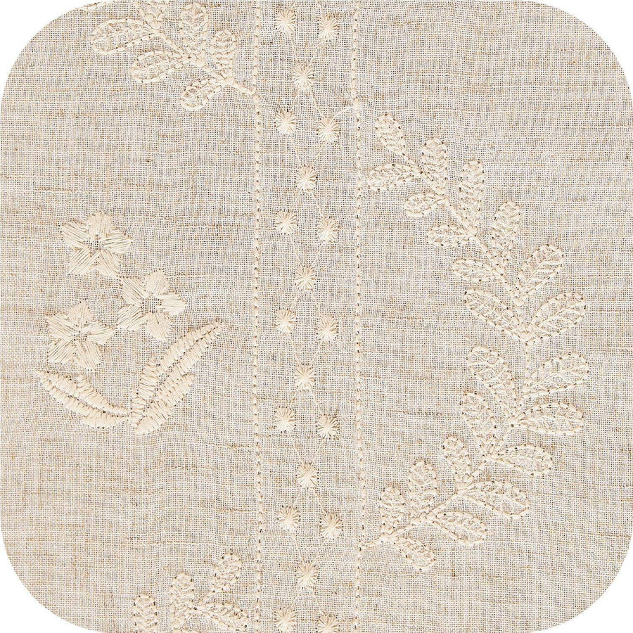 Embroidered Vine Floral Linen Curtains - Jinchan Home