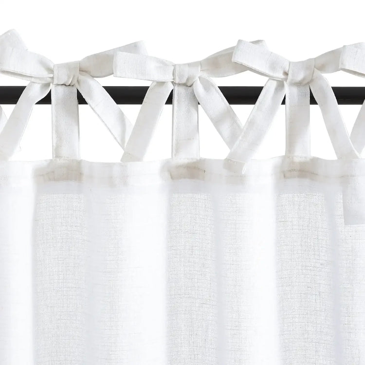 Solid Linen Blend DIY Tie-Top Kitchen Curtains - Jinchan Home