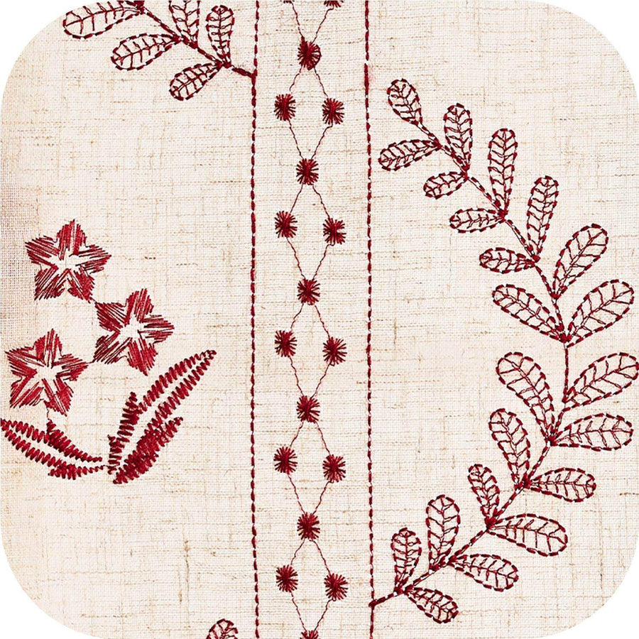Embroidered Vine Floral Linen Curtains - Jinchan Home